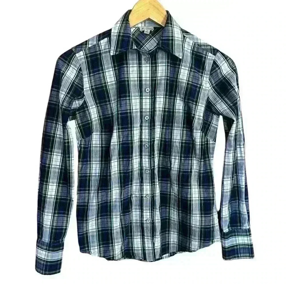 Cremieux Plaid Button Down Blouse - Picture 1 of 3